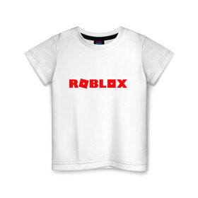 Детская футболка хлопок с принтом Roblox Logo в Екатеринбурге, 100% хлопок | круглый вырез горловины, полуприлегающий силуэт, длина до линии бедер | logo | roblox | лого | логотип | надпись | роблокс