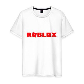 Мужская футболка хлопок с принтом Roblox Logo в Екатеринбурге, 100% хлопок | прямой крой, круглый вырез горловины, длина до линии бедер, слегка спущенное плечо. | logo | roblox | лого | логотип | надпись | роблокс