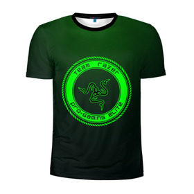Мужская футболка 3D спортивная с принтом RAZER в Екатеринбурге, 100% полиэстер с улучшенными характеристиками | приталенный силуэт, круглая горловина, широкие плечи, сужается к линии бедра | 101 | brand | company | gamer | green | logo | mamba | naga | player | razer | rzr | snake | бренд | железо | зеленый | змея | компания | лого | рейзер | софт