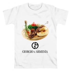 Мужская футболка хлопок с принтом Giorgio s Armenia в Екатеринбурге, 100% хлопок | прямой крой, круглый вырез горловины, длина до линии бедер, слегка спущенное плечо. | антибренд | гиоргий с армении | стиль | тренд