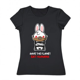 Женская футболка хлопок с принтом Save The Planet в Екатеринбурге, 100% хлопок | прямой крой, круглый вырез горловины, длина до линии бедер, слегка спущенное плечо | 