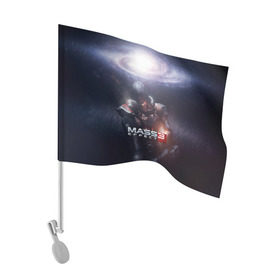 Флаг для автомобиля с принтом MASS EFFECT 3 в Екатеринбурге, 100% полиэстер | Размер: 30*21 см | amdromeda initiative | andromeda | game | gun | hemet | n7 | rifle | ryder | soldier | space | star | weapon
