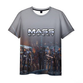 Мужская футболка 3D с принтом Mass Effect в Екатеринбурге, 100% полиэфир | прямой крой, круглый вырез горловины, длина до линии бедер | Тематика изображения на принте: amdromeda initiative | andromeda | game | gun | hemet | n7 | rifle | ryder | soldier | space | star | weapon