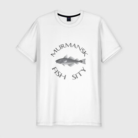 Мужская футболка хлопок Slim с принтом Мурманск в Екатеринбурге, 92% хлопок, 8% лайкра | приталенный силуэт, круглый вырез ворота, длина до линии бедра, короткий рукав | мурмаск