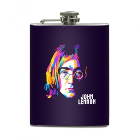 Фляга с принтом Джон Леннон в Екатеринбурге, металлический корпус | емкость 0,22 л, размер 125 х 94 мм. Виниловая наклейка запечатывается полностью | the beatles | битлз | британия | джон | леннон | ленон | рок | рок н ролл | хард рок | хиппи