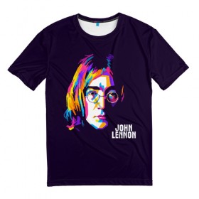 Мужская футболка 3D с принтом Джон Леннон в Екатеринбурге, 100% полиэфир | прямой крой, круглый вырез горловины, длина до линии бедер | the beatles | битлз | британия | джон | леннон | ленон | рок | рок н ролл | хард рок | хиппи