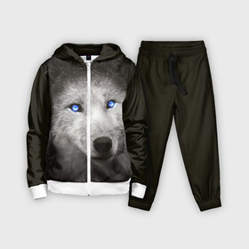 Детский костюм 3D с принтом Голубоглазый волк в Екатеринбурге,  |  | волк | глаза | охотник | серый | хищник