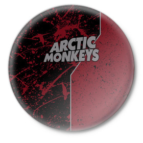 Значок с принтом Arctic Monkeys в Екатеринбурге,  металл | круглая форма, металлическая застежка в виде булавки | британская | гараж | группа | инди рок | метал | ню | постпанк | психоделический | рок | хай грин | электроник