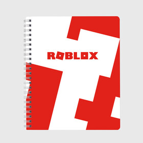 Тетрадь с принтом ROBLOX Red в Екатеринбурге, 100% бумага | 48 листов, плотность листов — 60 г/м2, плотность картонной обложки — 250 г/м2. Листы скреплены сбоку удобной пружинной спиралью. Уголки страниц и обложки скругленные. Цвет линий — светло-серый
 | Тематика изображения на принте: block | lego | logo | minecraft | online | oof | quest | roblocks | roblockx | roblox | studio | блок | блоки | голова | игра | игры | квест | лего | лицо | лого | логотип | майнкрафт | онлайн | роблокс | символ | студия