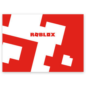 Поздравительная открытка с принтом ROBLOX Red в Екатеринбурге, 100% бумага | плотность бумаги 280 г/м2, матовая, на обратной стороне линовка и место для марки
 | Тематика изображения на принте: block | lego | logo | minecraft | online | oof | quest | roblocks | roblockx | roblox | studio | блок | блоки | голова | игра | игры | квест | лего | лицо | лого | логотип | майнкрафт | онлайн | роблокс | символ | студия