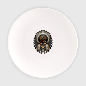 Тарелка с принтом Индеец в Екатеринбурге, фарфор | диаметр - 210 мм
диаметр для нанесения принта - 120 мм | индеец | индейцы | хиппи | череп