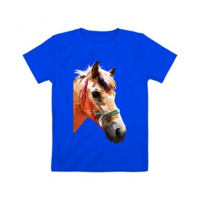 Детская футболка хлопок с принтом Лошадь в Екатеринбурге, 100% хлопок | круглый вырез горловины, полуприлегающий силуэт, длина до линии бедер | абстракция | конь | лошадка | лошадь