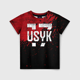 Детская футболка 3D с принтом USYK 17 Blood в Екатеринбурге, 100% гипоаллергенный полиэфир | прямой крой, круглый вырез горловины, длина до линии бедер, чуть спущенное плечо, ткань немного тянется | bellew | box | boxing | fight | mma | tony | ufc | ukraine | usyk | weight | белью | боец | бой | бокс | боксер | боксеры | вес | лого | логотип | мира | тони | тяжеловес | тяжелый | украина | украинец | усик | чемпион