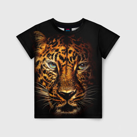 Детская футболка 3D с принтом Ягуар в Екатеринбурге, 100% гипоаллергенный полиэфир | прямой крой, круглый вырез горловины, длина до линии бедер, чуть спущенное плечо, ткань немного тянется | гепард | кошка | леопард | охотник | тигр | хищник | ягуар