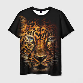 Мужская футболка 3D с принтом Ягуар в Екатеринбурге, 100% полиэфир | прямой крой, круглый вырез горловины, длина до линии бедер | гепард | кошка | леопард | охотник | тигр | хищник | ягуар