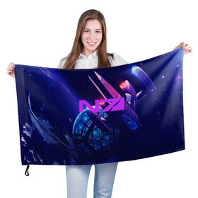 Флаг 3D с принтом Mass Effect N7 в Екатеринбурге, 100% полиэстер | плотность ткани — 95 г/м2, размер — 67 х 109 см. Принт наносится с одной стороны | 