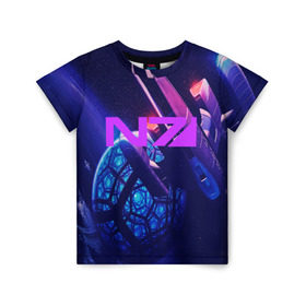 Детская футболка 3D с принтом Mass Effect N7 в Екатеринбурге, 100% гипоаллергенный полиэфир | прямой крой, круглый вырез горловины, длина до линии бедер, чуть спущенное плечо, ткань немного тянется | Тематика изображения на принте: 