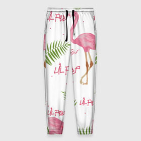 Мужские брюки 3D с принтом Lil Peep pink flamingo в Екатеринбурге, 100% полиэстер | манжеты по низу, эластичный пояс регулируется шнурком, по бокам два кармана без застежек, внутренняя часть кармана из мелкой сетки | benz truck | girls. pink | gustav hr | hip hop | lil | lil peep | peep | rap | лил | лилпип | листья | пальма | пальмы | пип | розовый | рэп | фламинго | хип хоп | эмо | эмо реп
