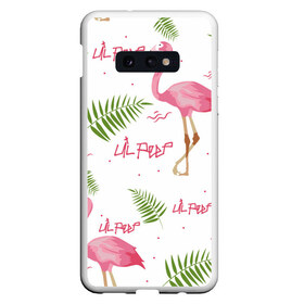 Чехол для Samsung S10E с принтом Lil Peep pink flamingo в Екатеринбурге, Силикон | Область печати: задняя сторона чехла, без боковых панелей | Тематика изображения на принте: benz truck | girls. pink | gustav hr | hip hop | lil | lil peep | peep | rap | лил | лилпип | листья | пальма | пальмы | пип | розовый | рэп | фламинго | хип хоп | эмо | эмо реп