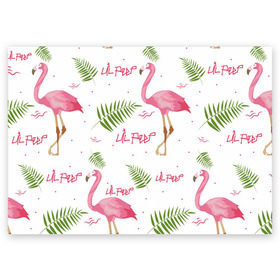 Поздравительная открытка с принтом Lil Peep pink flamingo в Екатеринбурге, 100% бумага | плотность бумаги 280 г/м2, матовая, на обратной стороне линовка и место для марки
 | benz truck | girls. pink | gustav hr | hip hop | lil | lil peep | peep | rap | лил | лилпип | листья | пальма | пальмы | пип | розовый | рэп | фламинго | хип хоп | эмо | эмо реп