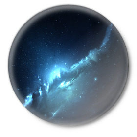 Значок с принтом ATLANTIS NEBULA в Екатеринбурге,  металл | круглая форма, металлическая застежка в виде булавки | galaxy | nebula | space | star | абстракция | вселенная | галактика | звезда | звезды | космический | планеты