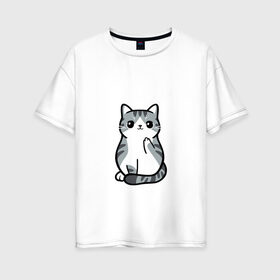 Женская футболка хлопок Oversize с принтом I Dont Give A Meow в Екатеринбурге, 100% хлопок | свободный крой, круглый ворот, спущенный рукав, длина до линии бедер
 | дерзкий | дикий | кот | котенок | котик | котэ | кошечка | лапочка | милашка | милота | милый | мимими | мяу | полосатый