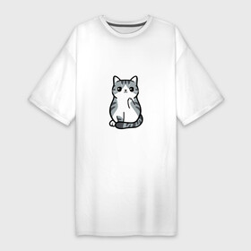 Платье-футболка хлопок с принтом I Dont Give A Meow в Екатеринбурге,  |  | дерзкий | дикий | кот | котенок | котик | котэ | кошечка | лапочка | милашка | милота | милый | мимими | мяу | полосатый