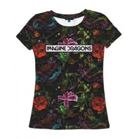 Женская футболка 3D с принтом Imagine Dragons Ink в Екатеринбурге, 100% полиэфир ( синтетическое хлопкоподобное полотно) | прямой крой, круглый вырез горловины, длина до линии бедер | imagine dragons | imagine dragons origins | имэджн драгонз | рок