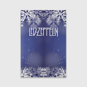 Обложка для паспорта матовая кожа с принтом Новогодний Led Zeppelin в Екатеринбурге, натуральная матовая кожа | размер 19,3 х 13,7 см; прозрачные пластиковые крепления | 