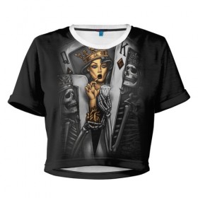 Женская футболка Cropp-top с принтом Дама в Екатеринбурге, 100% полиэстер | круглая горловина, длина футболки до линии талии, рукава с отворотами | 