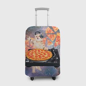 Чехол для чемодана 3D с принтом Кот Диджей в Екатеринбурге, 86% полиэфир, 14% спандекс | двустороннее нанесение принта, прорези для ручек и колес | cat | cosmos | dj | fast | fastfood | food | meme | party | pizza | space | вечеринка | диджей | еда | космос | кошак | кошка | мем | пицца | фастфуд