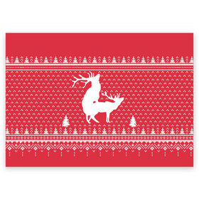 Поздравительная открытка с принтом Свитер с оленями в Екатеринбурге, 100% бумага | плотность бумаги 280 г/м2, матовая, на обратной стороне линовка и место для марки
 | 2019 | валентина | вязанье | год | день святого | деревья | ели | ёлки | животные | зима | к | лесные | лучший | любовь | мода | молодёжная | новый год | олени | орнамент | подарок | поздравление | праздник