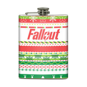 Фляга с принтом Fallout Новогодний в Екатеринбурге, металлический корпус | емкость 0,22 л, размер 125 х 94 мм. Виниловая наклейка запечатывается полностью | 