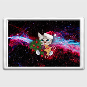Магнит 45*70 с принтом astro cat в Екатеринбурге, Пластик | Размер: 78*52 мм; Размер печати: 70*45 | art | cat | new year | pizza | space | абстракция | еда | ёлка | звезды | киса | космос | кот | кот в космосе | кот с едой | котенок | котик | кошка | новый год | пицца | праздник | рождество | шапка