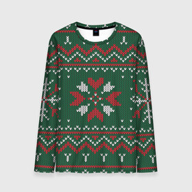 Мужской лонгслив 3D с принтом Ugly Sweater в Екатеринбурге, 100% полиэстер | длинные рукава, круглый вырез горловины, полуприлегающий силуэт | Тематика изображения на принте: 