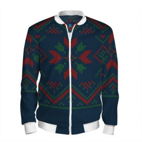 Мужской бомбер 3D с принтом Ugly Sweater в Екатеринбурге, 100% полиэстер | застегивается на молнию, по бокам два кармана без застежек, по низу бомбера и на воротнике - эластичная резинка | Тематика изображения на принте: 