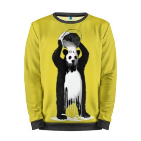 Мужской свитшот 3D с принтом панда в Екатеринбурге, 100% полиэстер с мягким внутренним слоем | круглый вырез горловины, мягкая резинка на манжетах и поясе, свободная посадка по фигуре | Тематика изображения на принте: арт | краска | медведь | панда