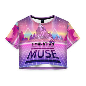 Женская футболка 3D укороченная с принтом Simulation Theory. Muse в Екатеринбурге, 100% полиэстер | круглая горловина, длина футболки до линии талии, рукава с отворотами | matthew bellamy | muse | simulation theory | мьюз | мэт бэллами | мэтью беллами