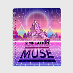 Тетрадь с принтом Simulation Theory Muse в Екатеринбурге, 100% бумага | 48 листов, плотность листов — 60 г/м2, плотность картонной обложки — 250 г/м2. Листы скреплены сбоку удобной пружинной спиралью. Уголки страниц и обложки скругленные. Цвет линий — светло-серый
 | matthew bellamy | muse | simulation theory | мьюз | мэт бэллами | мэтью беллами