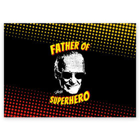 Поздравительная открытка с принтом Stan Lee: Father of Superhero в Екатеринбурге, 100% бумага | плотность бумаги 280 г/м2, матовая, на обратной стороне линовка и место для марки
 | Тематика изображения на принте: avengers | father | hero | hulk | iron | lee | man | stan | stan lee | stanlee | superhero | thor | анти | герой | железный | комиксы | лии | мстители | отец | стен | стенли | стэн ли | супер | супергероев | тор | халк | человек