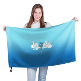 Флаг 3D с принтом Happy Aye! (Fairy Tail) в Екатеринбурге, 100% полиэстер | плотность ткани — 95 г/м2, размер — 67 х 109 см. Принт наносится с одной стороны | anime | blue | cat | fairy tail | happy | аниме | кот | кошка | синий | хвост феи | хэппи