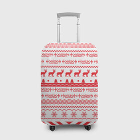 Чехол для чемодана 3D с принтом Новогодний Horizon Zero Dawn в Екатеринбурге, 86% полиэфир, 14% спандекс | двустороннее нанесение принта, прорези для ручек и колес | 2019 | action | rpg | год | игра | новый | олени | рождество | снежинки | узор | элой | эшли бёрч