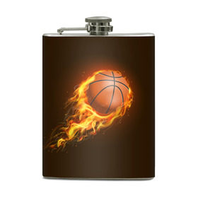 Фляга с принтом Баскетбол в Екатеринбурге, металлический корпус | емкость 0,22 л, размер 125 х 94 мм. Виниловая наклейка запечатывается полностью | баскетбол | мяч | огонь
