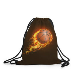 Рюкзак-мешок 3D с принтом Баскетбол в Екатеринбурге, 100% полиэстер | плотность ткани — 200 г/м2, размер — 35 х 45 см; лямки — толстые шнурки, застежка на шнуровке, без карманов и подкладки | баскетбол | мяч | огонь