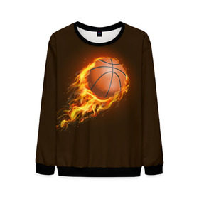 Мужской свитшот 3D с принтом Баскетбол в Екатеринбурге, 100% полиэстер с мягким внутренним слоем | круглый вырез горловины, мягкая резинка на манжетах и поясе, свободная посадка по фигуре | баскетбол | мяч | огонь