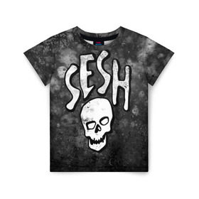 Детская футболка 3D с принтом SESH Team (Bones) в Екатеринбурге, 100% гипоаллергенный полиэфир | прямой крой, круглый вырез горловины, длина до линии бедер, чуть спущенное плечо, ткань немного тянется | bones | boy | dead | deadboy | elmo | hdmi | hip | hop | kennedy | metal | rap | rapper | scream | sesh | seshollowaterboyz | skull | team | кеннеди | кости | костя | метал | рэп | рэпер | сеш | скрим | сэш | хип | хоп | череп | элмо