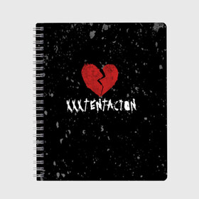 Тетрадь с принтом XXXTentacion Red Broken Heart в Екатеринбурге, 100% бумага | 48 листов, плотность листов — 60 г/м2, плотность картонной обложки — 250 г/м2. Листы скреплены сбоку удобной пружинной спиралью. Уголки страниц и обложки скругленные. Цвет линий — светло-серый
 | broken | dead | heart | king | legend | music | rap | rapper | red | revenge | rip | xtentation | xxtennation | xxx | xxxtentacion | красное | мертв | музыка | память | разбитое | репер | рип | рэп | сердце | тентасьон | умер