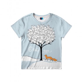 Детская футболка 3D с принтом Зайцы на дереве в Екатеринбурге, 100% гипоаллергенный полиэфир | прямой крой, круглый вырез горловины, длина до линии бедер, чуть спущенное плечо, ткань немного тянется | 2019 | год | дерево | дикие | животные | зайцы | зима | испуг | кролики | лесные | лиса | лисичка | мода | моло | на дереве | новый год | подарок | поздравление | праздник | рисунок | рождество | с новым годом