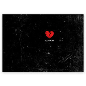 Поздравительная открытка с принтом XXXTentacion Red Broken Heart в Екатеринбурге, 100% бумага | плотность бумаги 280 г/м2, матовая, на обратной стороне линовка и место для марки
 | broken | dead | heart | king | legend | music | rap | rapper | red | revenge | rip | xtentation | xxtennation | xxx | xxxtentacion | красное | мертв | музыка | память | разбитое | репер | рип | рэп | сердце | тентасьон | умер