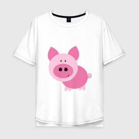 Мужская футболка хлопок Oversize с принтом Pig в Екатеринбурге, 100% хлопок | свободный крой, круглый ворот, “спинка” длиннее передней части | Тематика изображения на принте: 